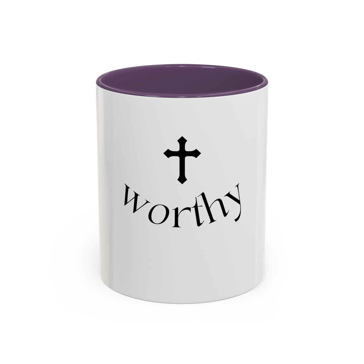 Worthy Christian Coffee Mug — Cross Faith Inspirational Accent Mug (11/15 oz)